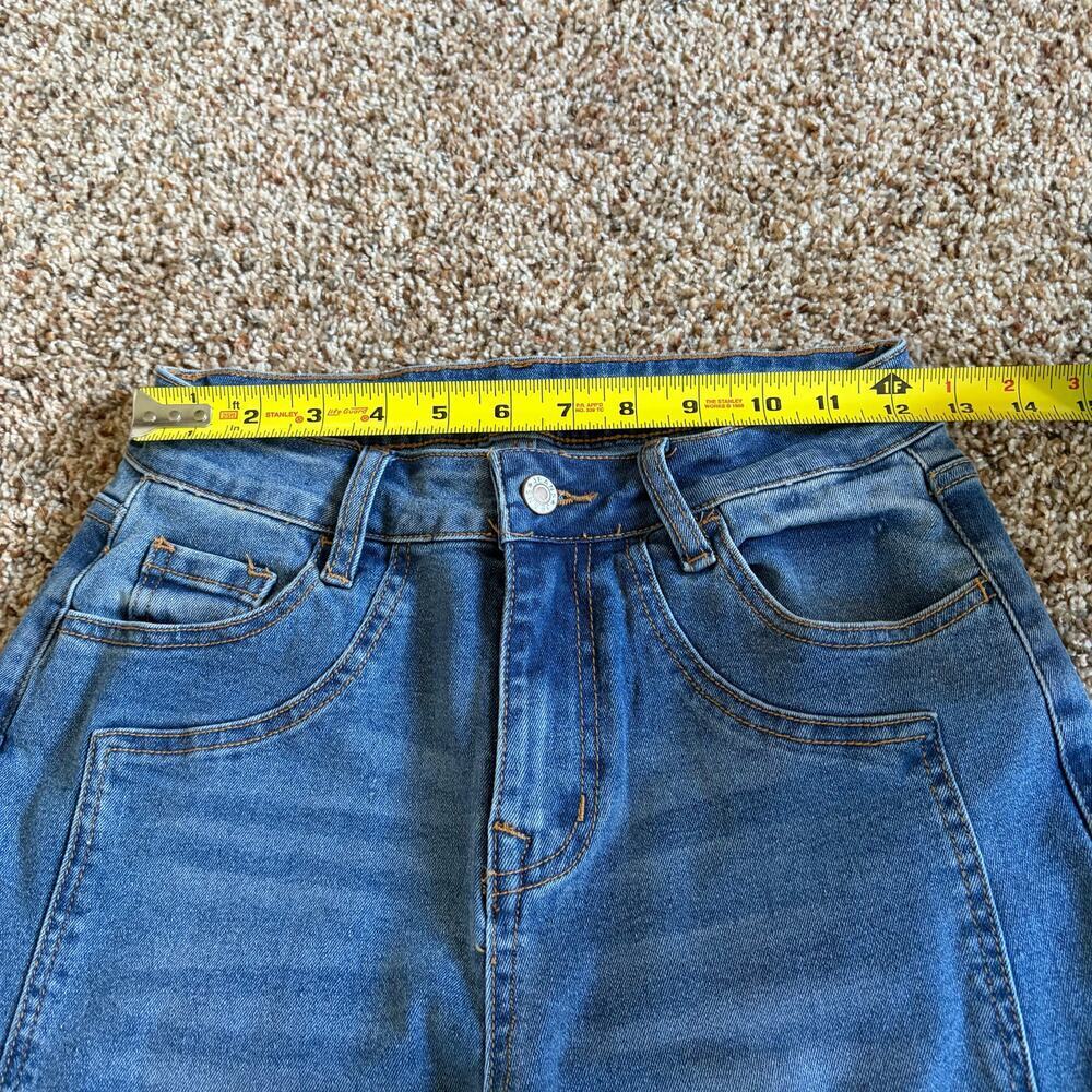 Sidefeel Womens Wide Leg Stretch Denim Blue Jeans Size 4 Panel - Picture 5 of 7